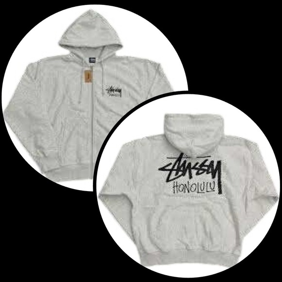 Stussy Other - Stussy Honolulu Chapter Ash Grey Full Zip Hoodie Sweatshirt Jacket Mens XL